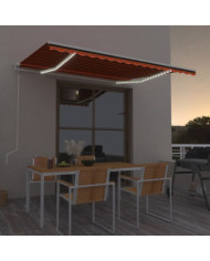 Auvent automatique capteur de vent/LED 450x300 cm Orange marron | Mobilier & Déco