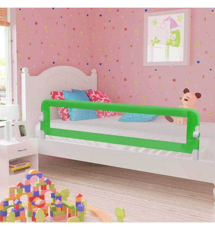 Barrière de sécurité de lit d'enfant Vert 180x42 cm Polyester | Mobilier & Déco
