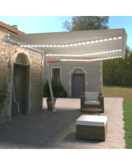 Auvent manuel rétractable avec LED 600x350 cm Crème | Mobilier & Déco