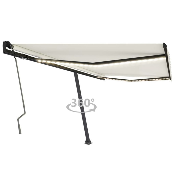 Auvent manuel rétractable avec LED 400x350 cm Crème | Mobilier & Déco
