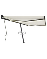 Auvent manuel rétractable avec LED 400x350 cm Crème | Mobilier & Déco
