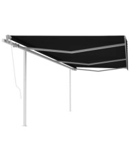 Auvent automatique rétractable avec poteaux 6x3 m Anthracite | Mobilier & Déco