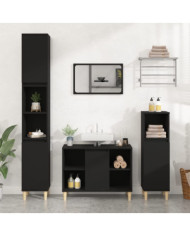 Ensemble de meubles salle de bain 3 pcs noir bois d'ingénierie | Mobilier & Déco
