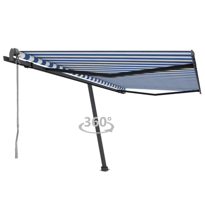 Auvent automatique sur pied 450x300 cm Bleu/Blanc | Mobilier & Déco