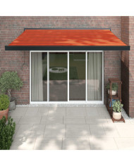 Auvent rétractable orange et marron 3,5x2,5m tissu et aluminium | Mobilier & Déco