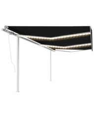Auvent automatique capteur de vent/LED 6x3 m Anthracite | Mobilier & Déco