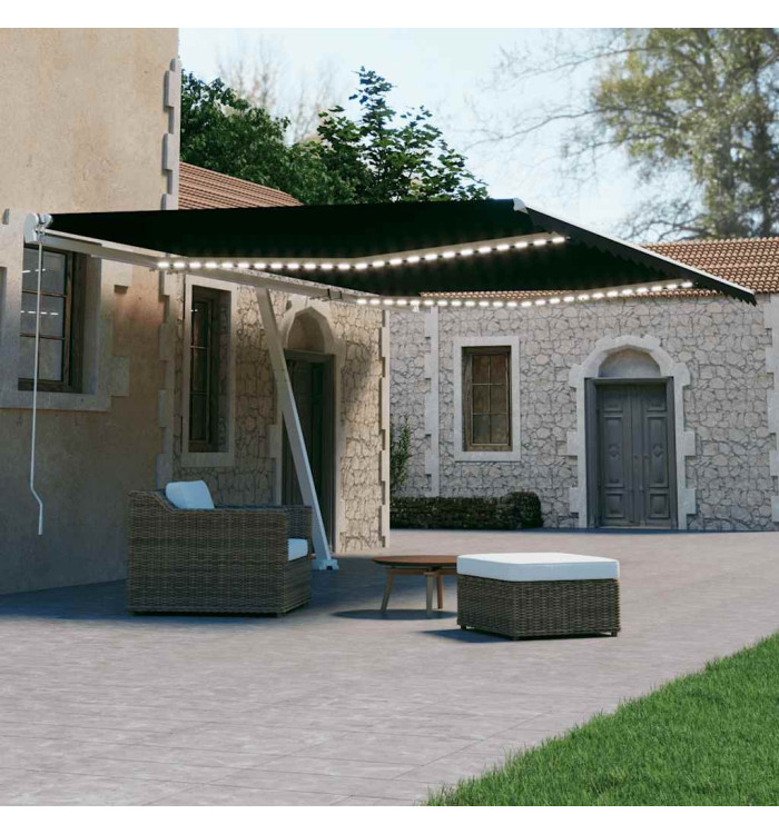 Auvent automatique capteur de vent et LED 600x300 cm Anthracite | Mobilier & Déco