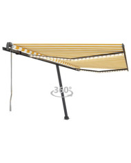 Auvent automatique capteur de vent/LED 400x300cm Jaune et blanc | Mobilier & Déco