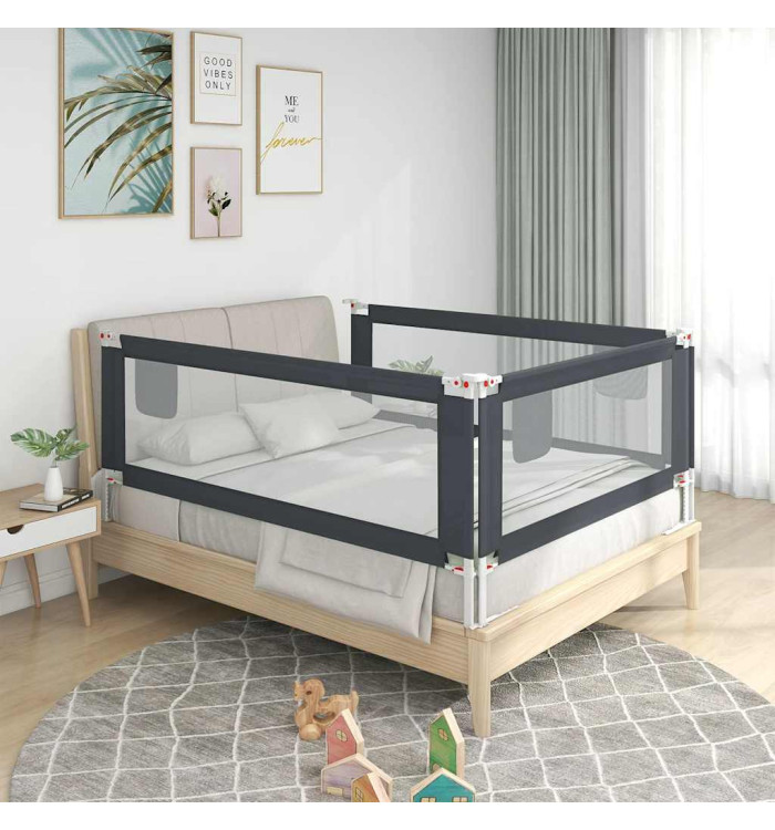 Barrière de sécurité de lit d'enfant Gris foncé 190x25 cm Tissu | Mobilier & Déco