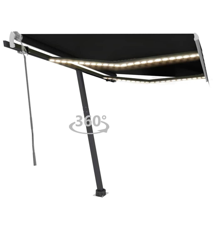 Auvent manuel rétractable avec LED 350x250 cm Anthracite | Mobilier & Déco