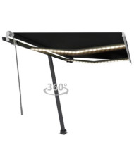 Auvent manuel rétractable avec LED 350x250 cm Anthracite | Mobilier & Déco