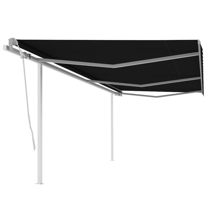 Auvent manuel rétractable avec poteaux 6x3 m Anthracite | Mobilier & Déco