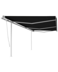 Auvent manuel rétractable avec poteaux 6x3 m Anthracite | Mobilier & Déco