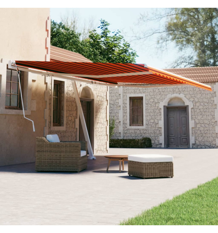 Auvent manuel rétractable sur pied 600x300 cm Orange et marron | Mobilier & Déco