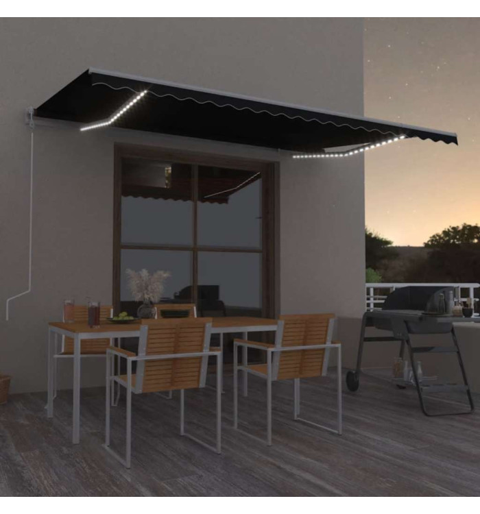 Auvent automatique et capteur de vent/LED 500x300 cm Anthracite | Mobilier & Déco