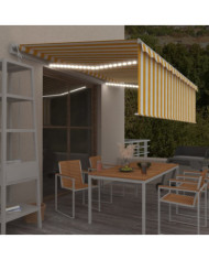 Auvent automatique store capteur de vent/LED 5x3 m Jaune/blanc | Mobilier & Déco