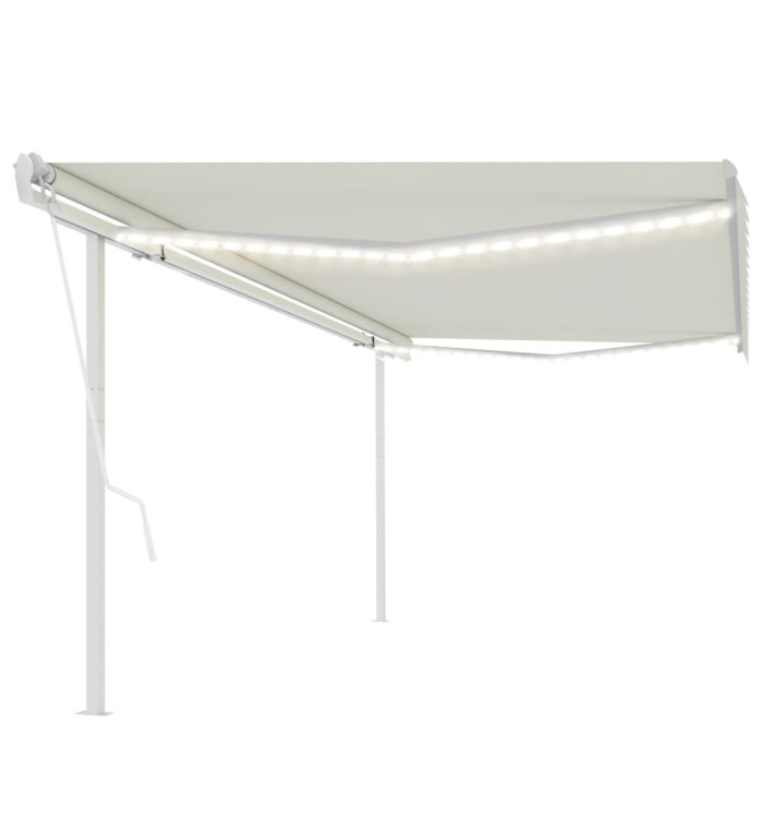 Auvent automatique avec capteur de vent avec LED 5x3 m Crème | Mobilier & Déco