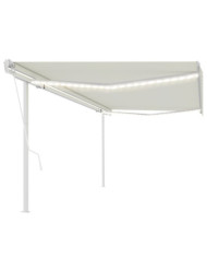 Auvent automatique avec capteur de vent avec LED 5x3 m Crème | Mobilier & Déco