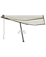 Auvent automatique avec capteur de vent et LED 450x300 cm Crème | Mobilier & Déco