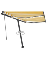 Auvent automatique capteur de vent et LED 300x250cm Jaune/blanc | Mobilier & Déco