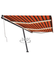 Auvent automatique capteur de vent LED 600x350 cm Orange marron | Mobilier & Déco