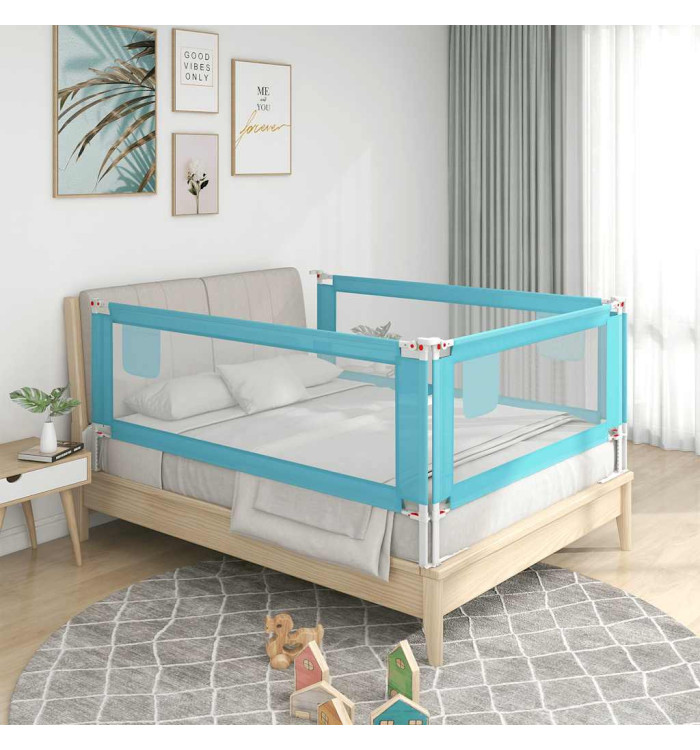 Barrière de sécurité de lit d'enfant Bleu 150x25 cm Tissu | Mobilier & Déco