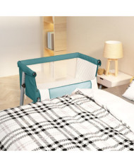 Lit pour bébé avec matelas Vert Tissu de lin | Mobilier & Déco