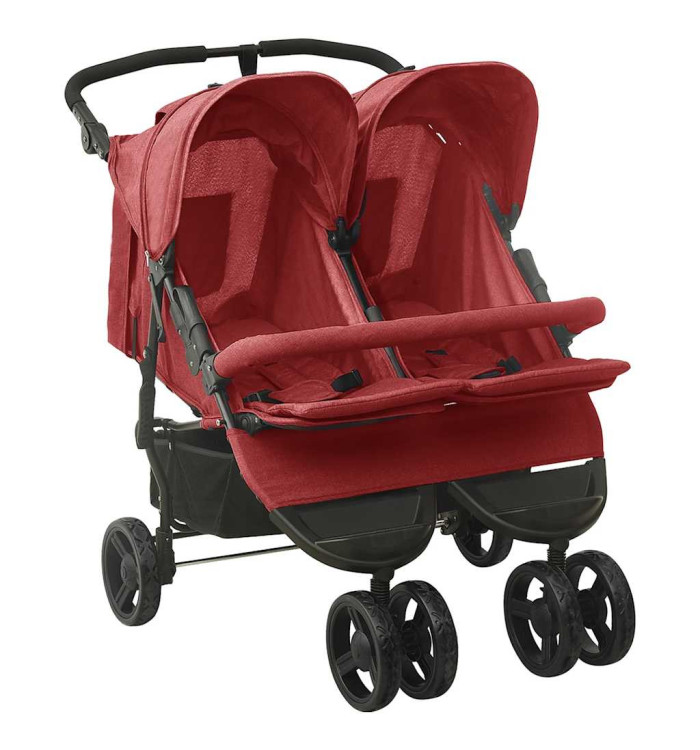 Poussette à deux places Rouge Acier | Mobilier & Déco