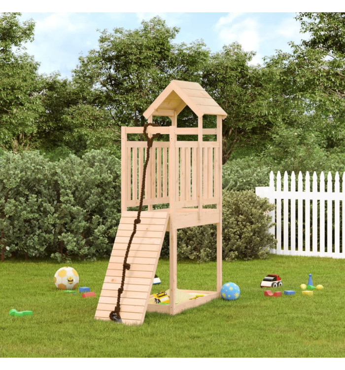Maisonnette de jeu avec mur d'escalade bois massif de pin | Mobilier & Déco