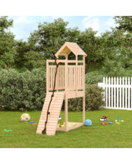 Maisonnette de jeu avec mur d'escalade bois massif de pin | Mobilier & Déco