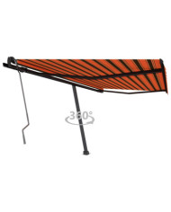 Auvent manuel rétractable sur pied 400x350 cm Orange et marron | Mobilier & Déco