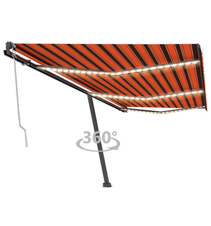 Auvent automatique capteur de vent LED 600x300 cm Orange marron | Mobilier & Déco