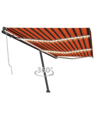 Auvent automatique capteur de vent LED 600x300 cm Orange marron | Mobilier & Déco