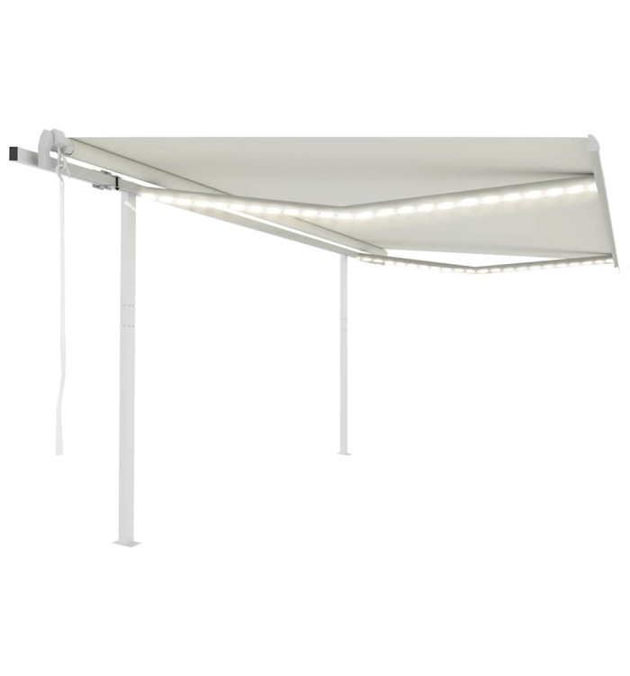 Auvent automatique avec capteur de vent et LED 4x3 m Crème | Mobilier & Déco