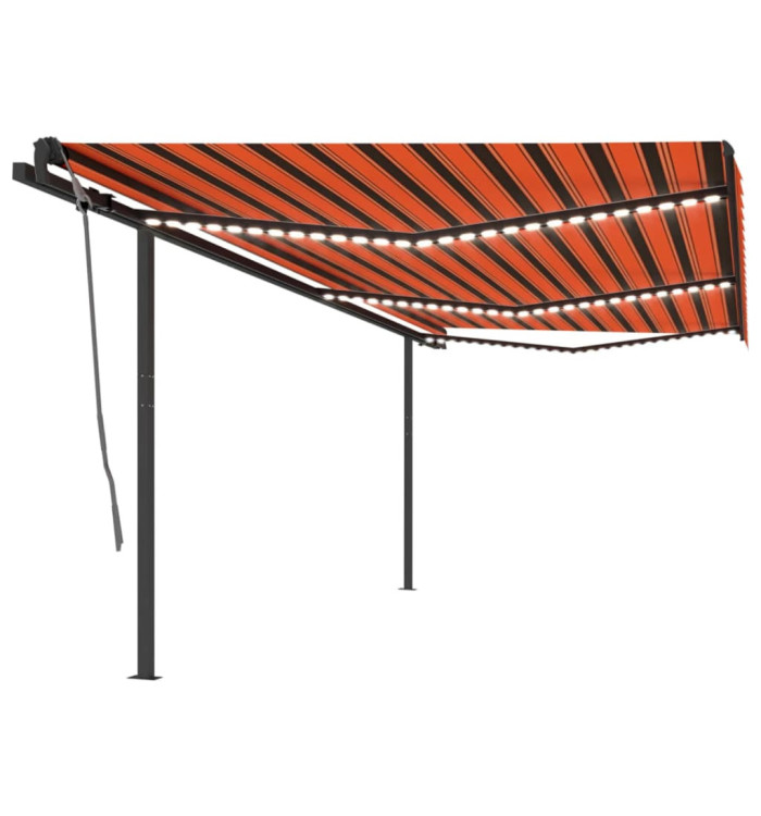 Auvent automatique capteur de vent/LED 6x3 m Orange et marron | Mobilier & Déco