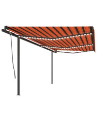 Auvent automatique capteur de vent/LED 6x3 m Orange et marron | Mobilier & Déco