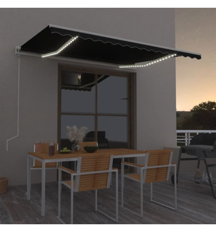 Auvent automatique capteur de vent et LED 400x300 cm Anthracite | Mobilier & Déco