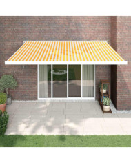 Auvent rétractable jaune et blanc 4,5x3 m tissu et aluminium | Mobilier & Déco
