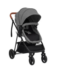 Poussette pour bébé 2-en-1 Gris clair et noir Acier | Mobilier & Déco