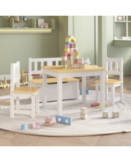 Ensemble de table et chaises enfants 4 pcs Blanc et beige MDF | Mobilier & Déco