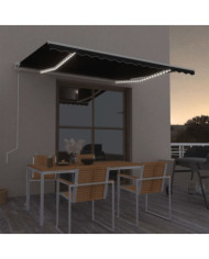 Auvent automatique capteur de vent et LED 400x350 cm Anthracite | Mobilier & Déco
