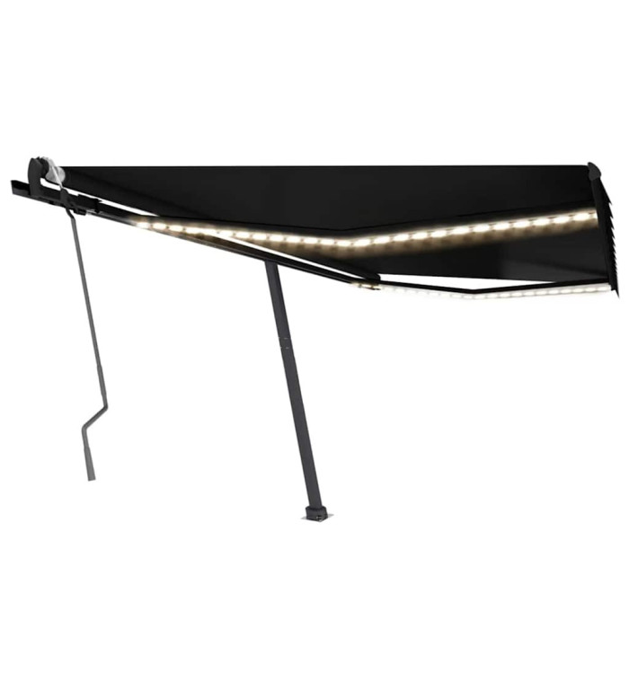 Auvent manuel rétractable avec LED 450x300 cm Anthracite | Mobilier & Déco