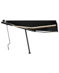 Auvent manuel rétractable avec LED 450x300 cm Anthracite | Mobilier & Déco
