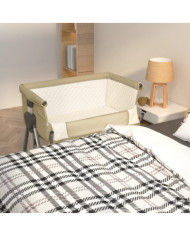 Lit pour bébé avec matelas Taupe Tissu de lin | Mobilier & Déco