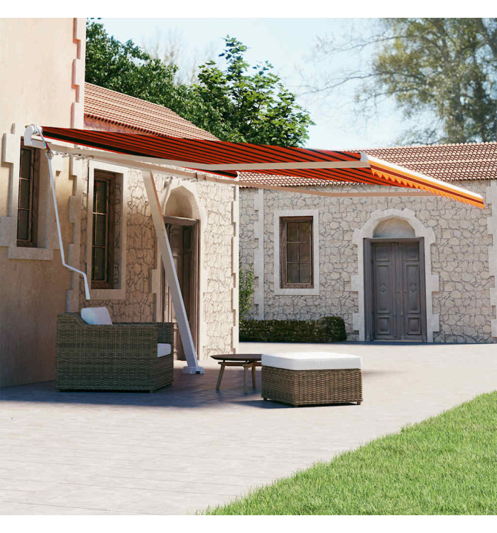 Auvent automatique sur pied 400x300 cm Orange/marron | Mobilier & Déco