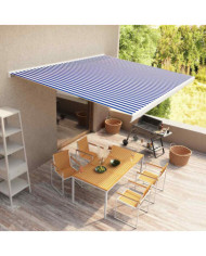 Store à cassette motorisé 500x300 cm Bleu et blanc | Mobilier & Déco