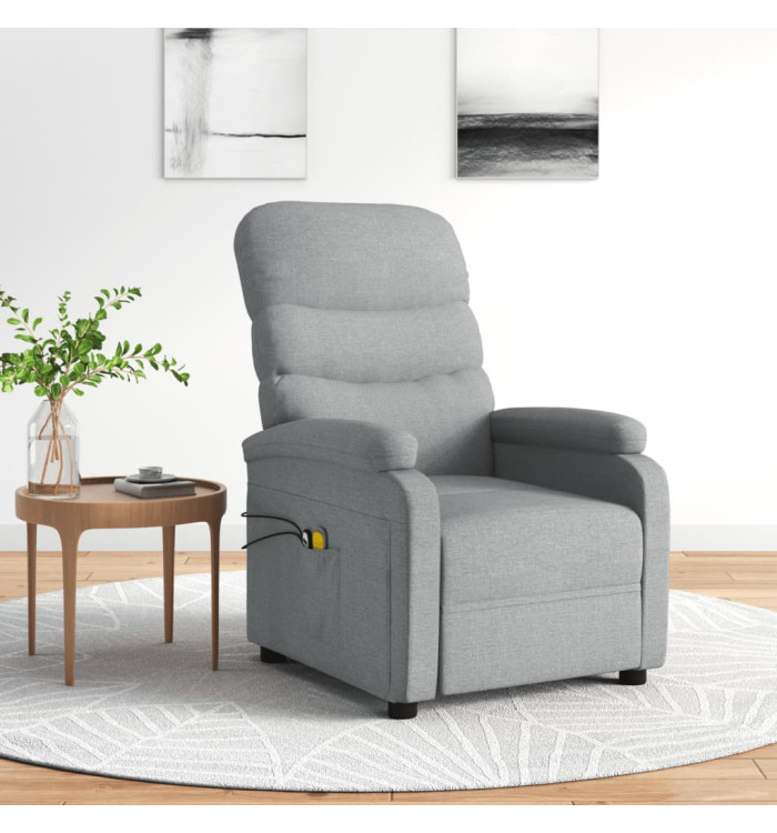Fauteuil électrique de massage Gris clair Tissu | Mobilier & Déco