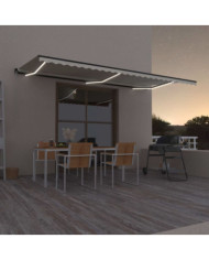 Auvent manuel rétractable avec LED 600x350 cm Crème | Mobilier & Déco