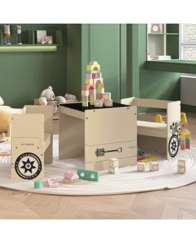 Table et chaises enfant 3 pcs Véhicule tout-terrain MDF | Mobilier & Déco