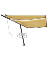 Auvent automatique capteur de vent/LED 500x300cm Jaune et blanc | Mobilier & Déco
